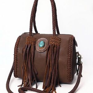 American Darling Brown Braided Leather Handbag
